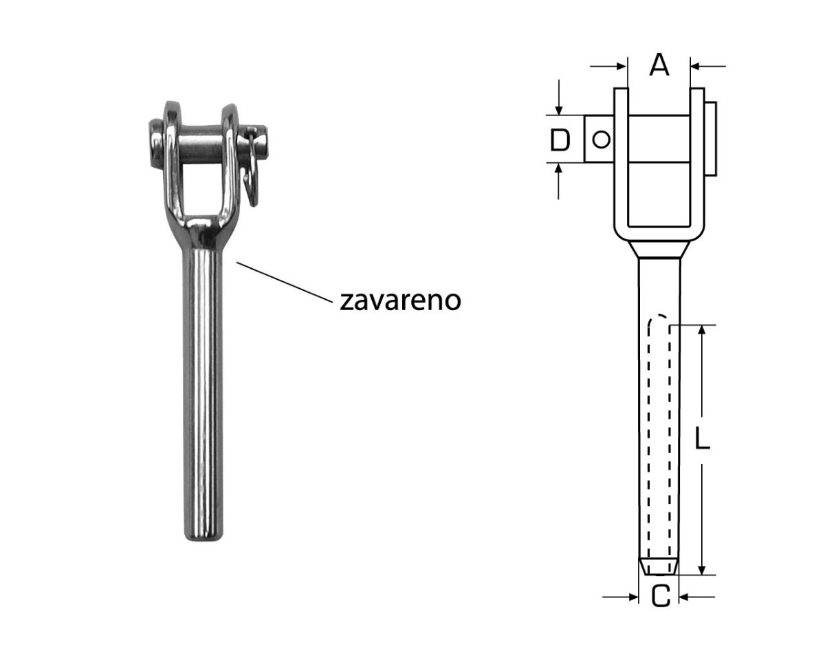 Slika Završ.za čel. uže s vilicom a4 4mm