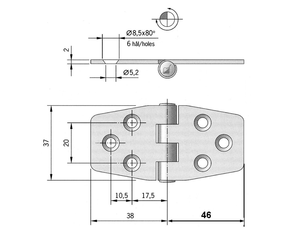 Slika Pant inox 37x84mm