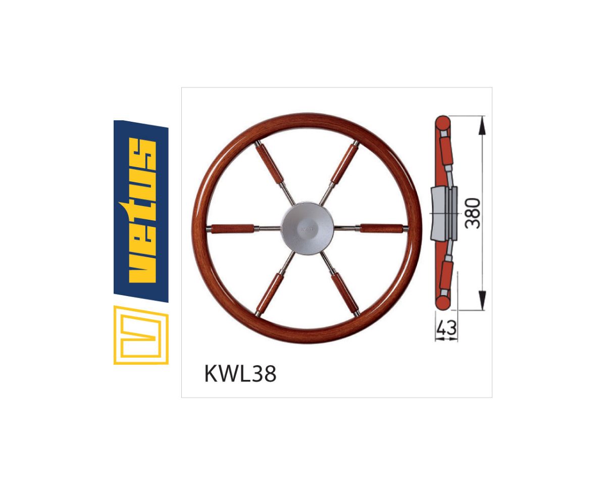 Slika Kormilo KWL38, 380mm, mahagonij