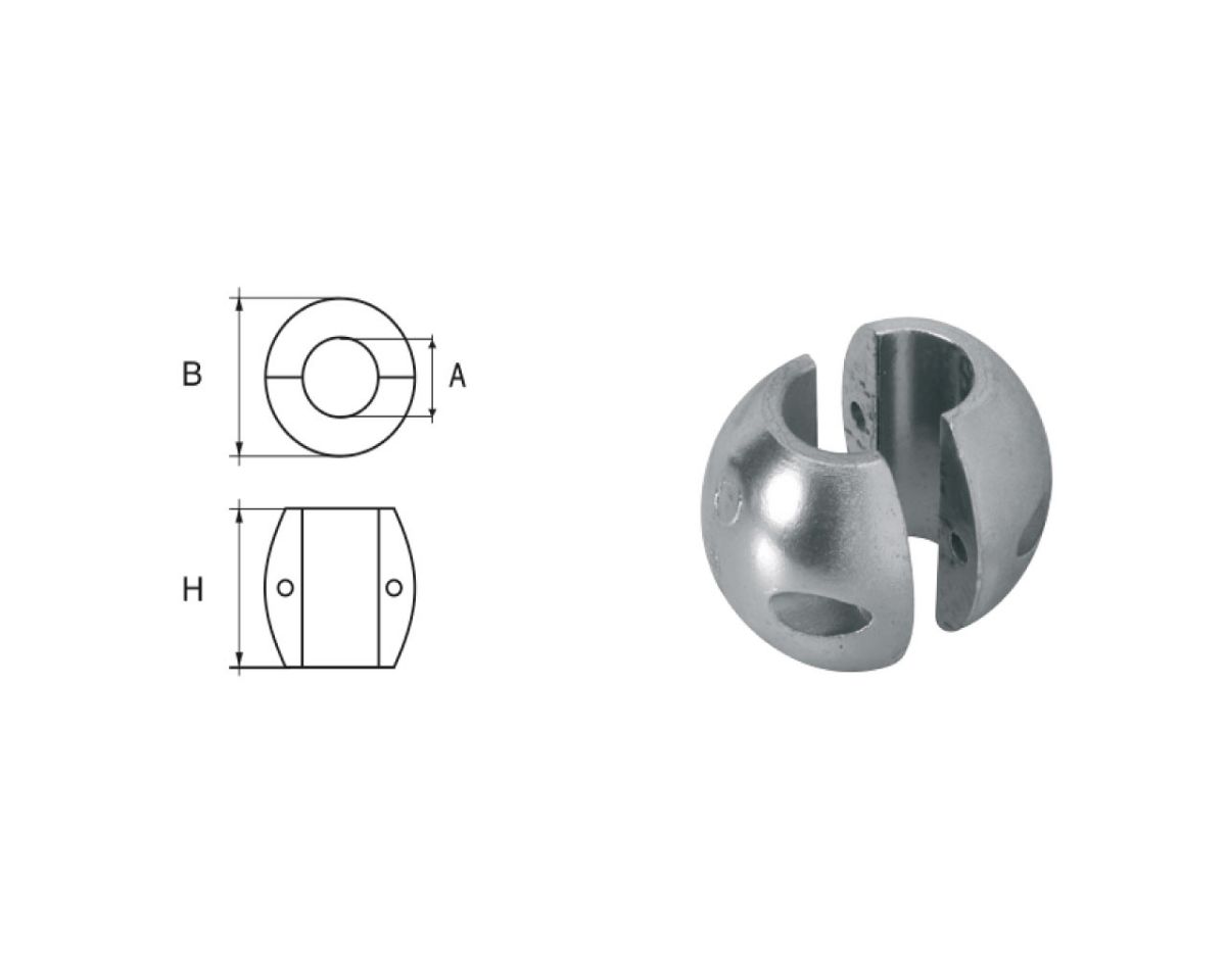Slika Cink anoda za osovine Ø32x56x56mm