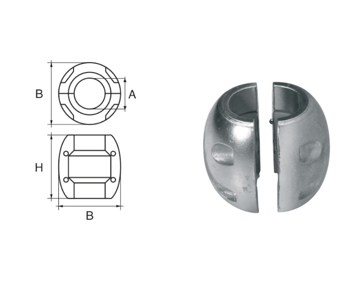 Slika Cink anoda za osovine Ø50x87x100mm