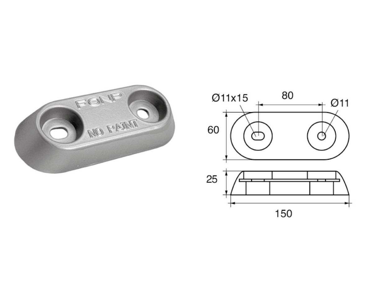 Slika Cink anoda fx-2v, 150x60x25mm