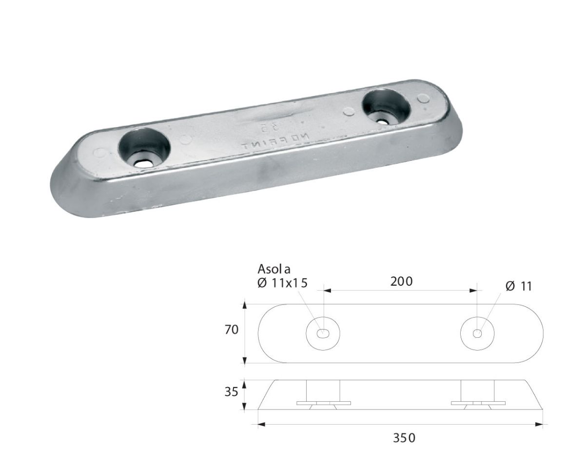 Slika Cink anoda fx-4v, 350x70x35mm