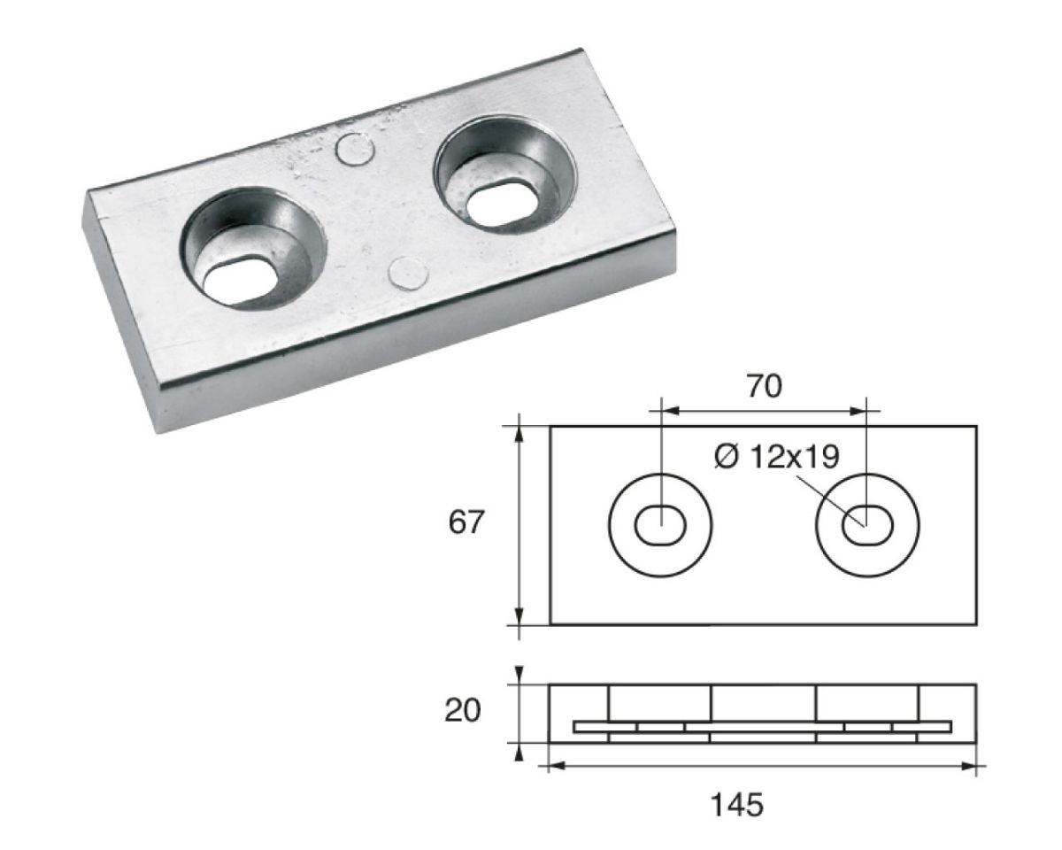 Slika Cink anoda fx-2a 1,5kg, 145x67x20mm