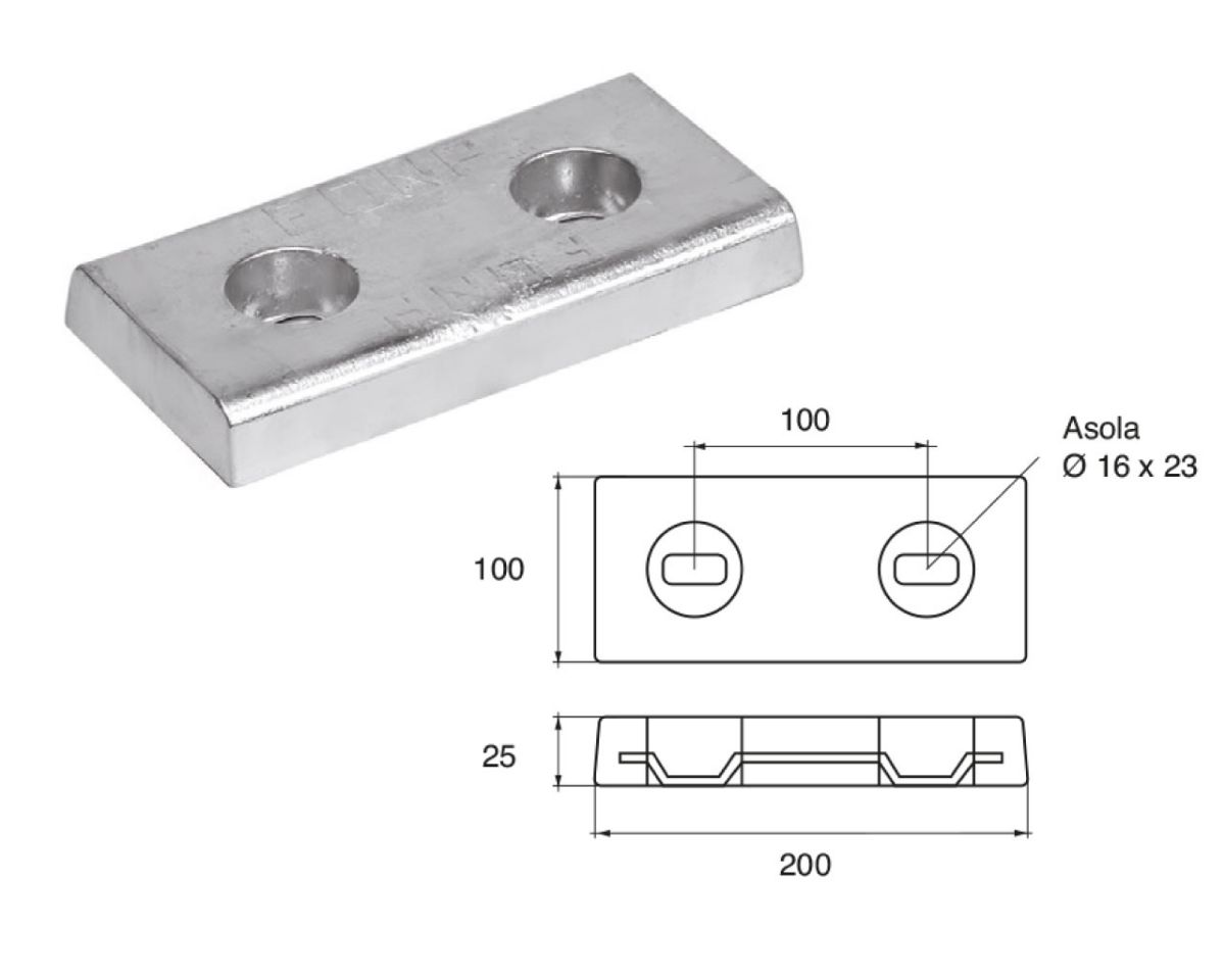 Slika Cink anoda fx-d3 3,2kg, 200x100x30mm