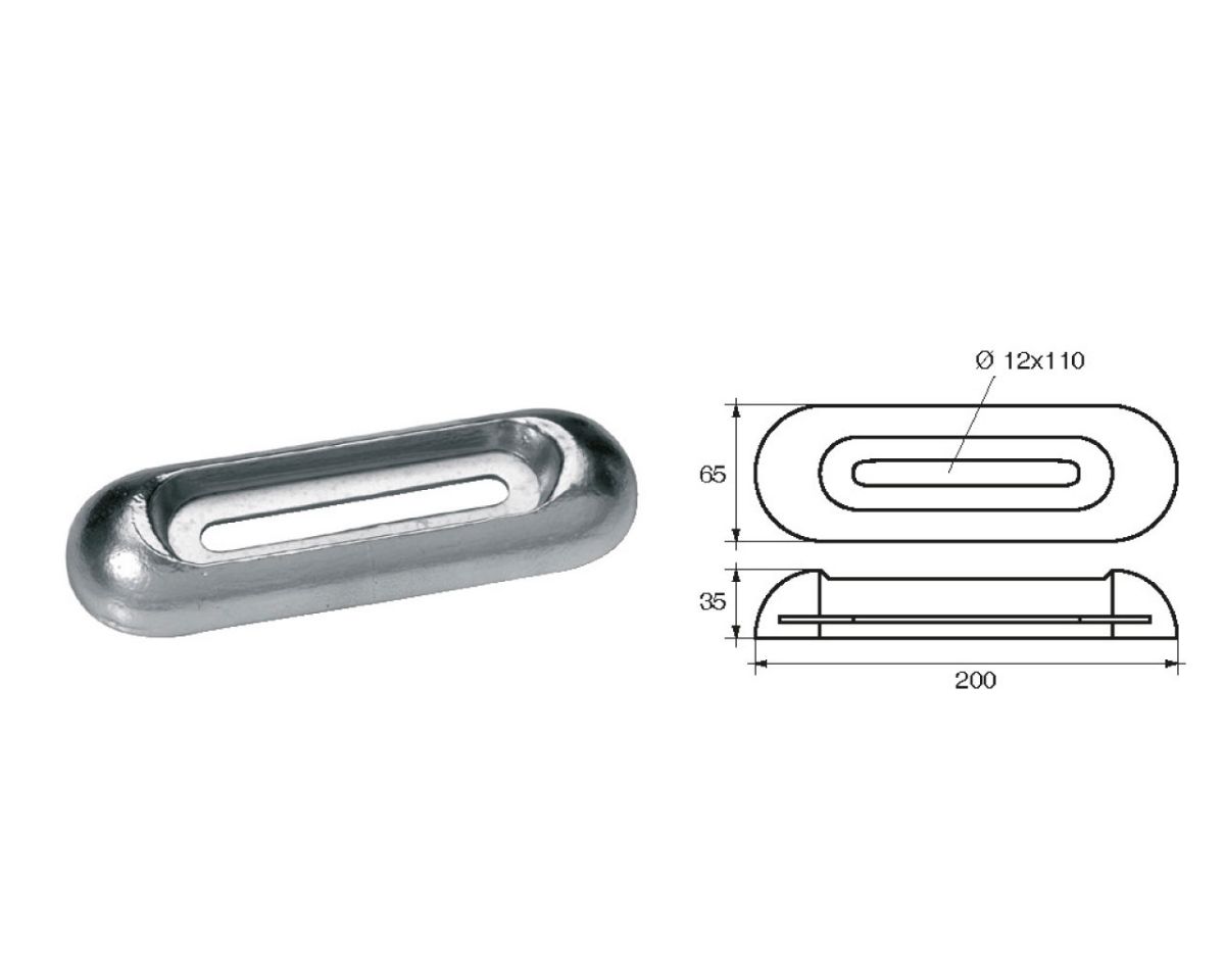 Slika Magnezijska anoda fx-2d/mg, 0,40kg, 200x65x35mm