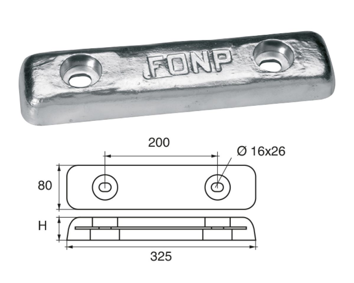 Slika Cink anoda fx-5 5,0kg, 325x80x35mm