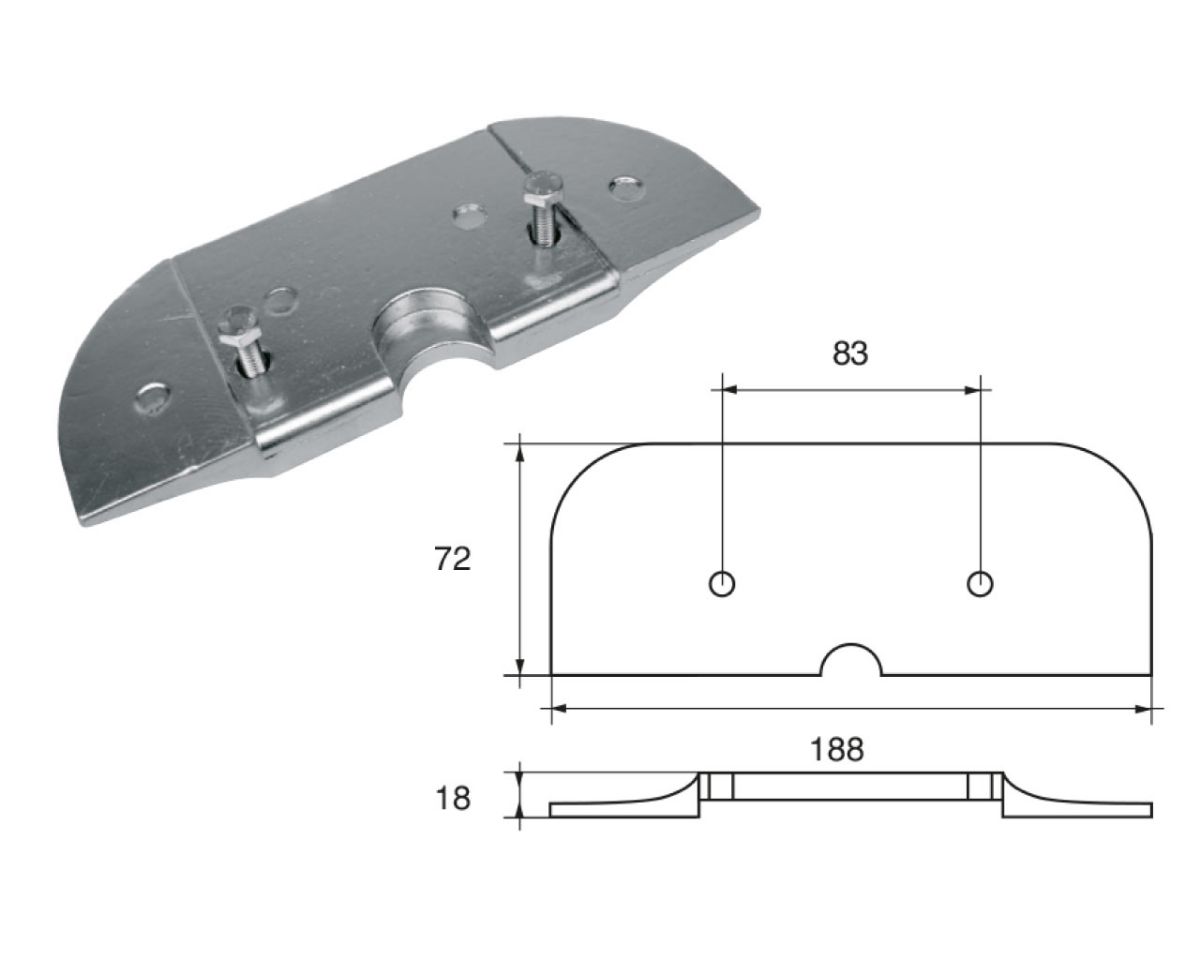 Slika Cink anoda mercury-mercruiser fm-13, 188x72x18mm