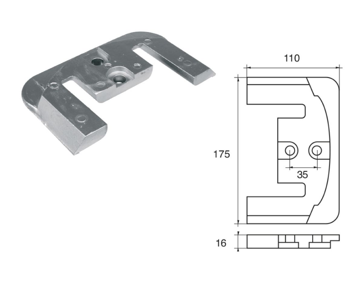 Slika Cink anoda mercury-mercruiser fm-14, 175x110x16mm