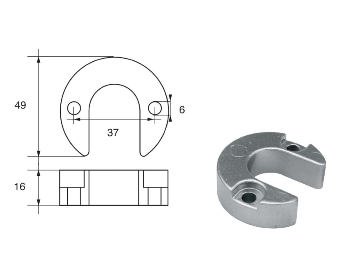 Slika Cink anoda mercury-mercruiser fm-15, 49x16mm