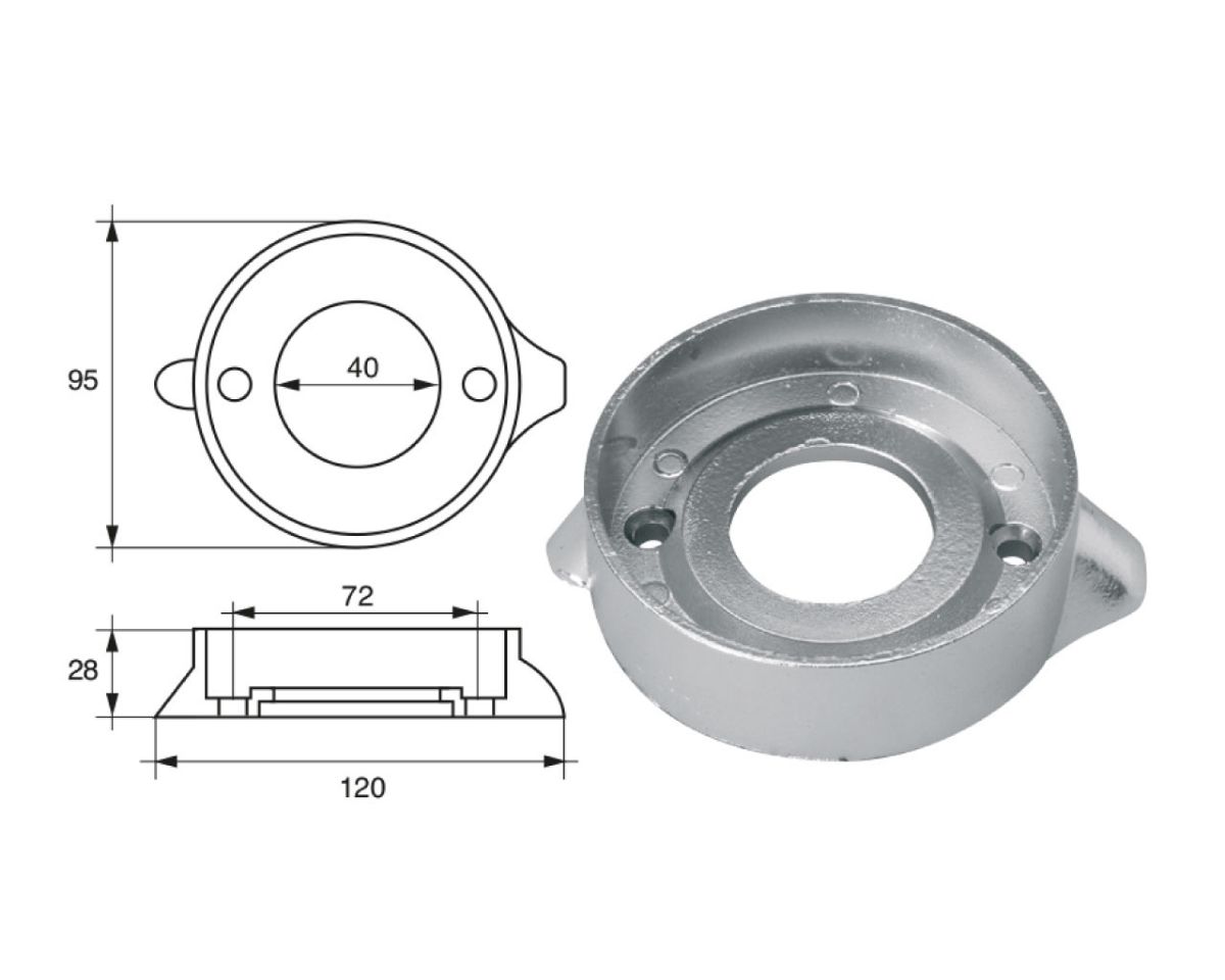 Slika Cink anoda volvo penta f-v.p.120/s, Ø95x28mm