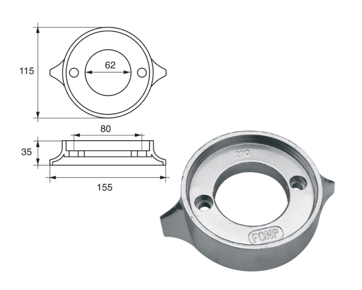 Slika Cink anoda volvo penta f-v.p.280, Ø115x32mm