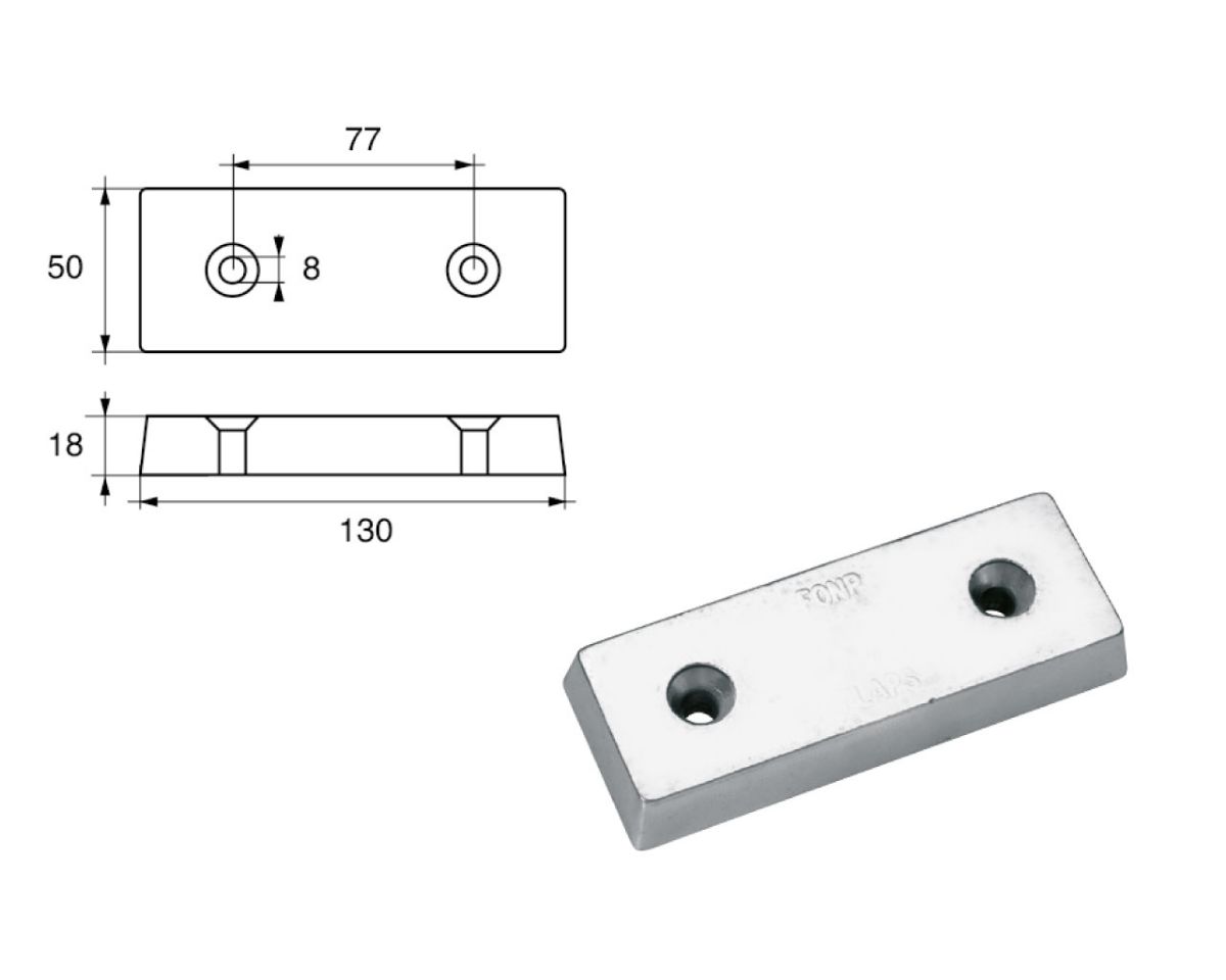 Slika Cink anoda za flapsove, 130x50x18mm