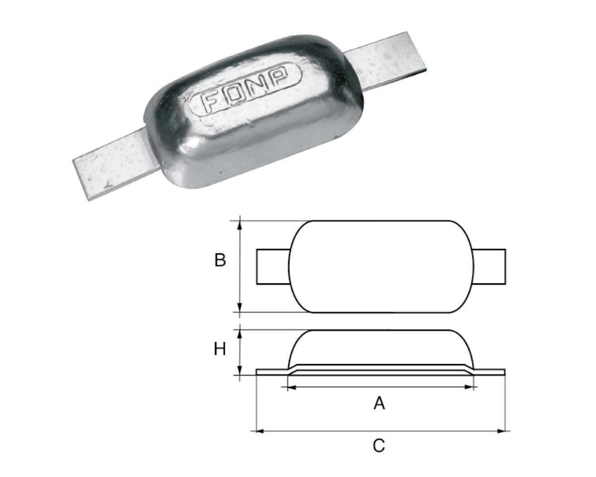 Slika Cink anoda za varenje f-06 0,6kg, 190(110)x60x20mm