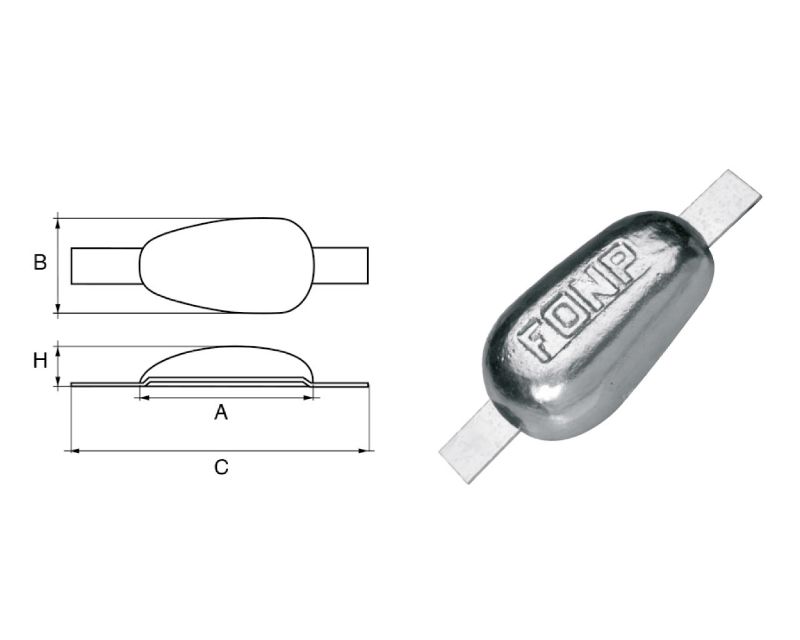 Slika Cink anoda za varenje f-3 3,0kg, 250(150)x90x40mm