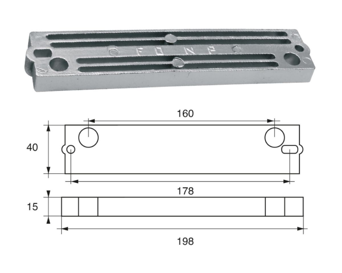 Slika Cink bombardier/johnson/omc/evinrude fg-13, 198x40x15mm