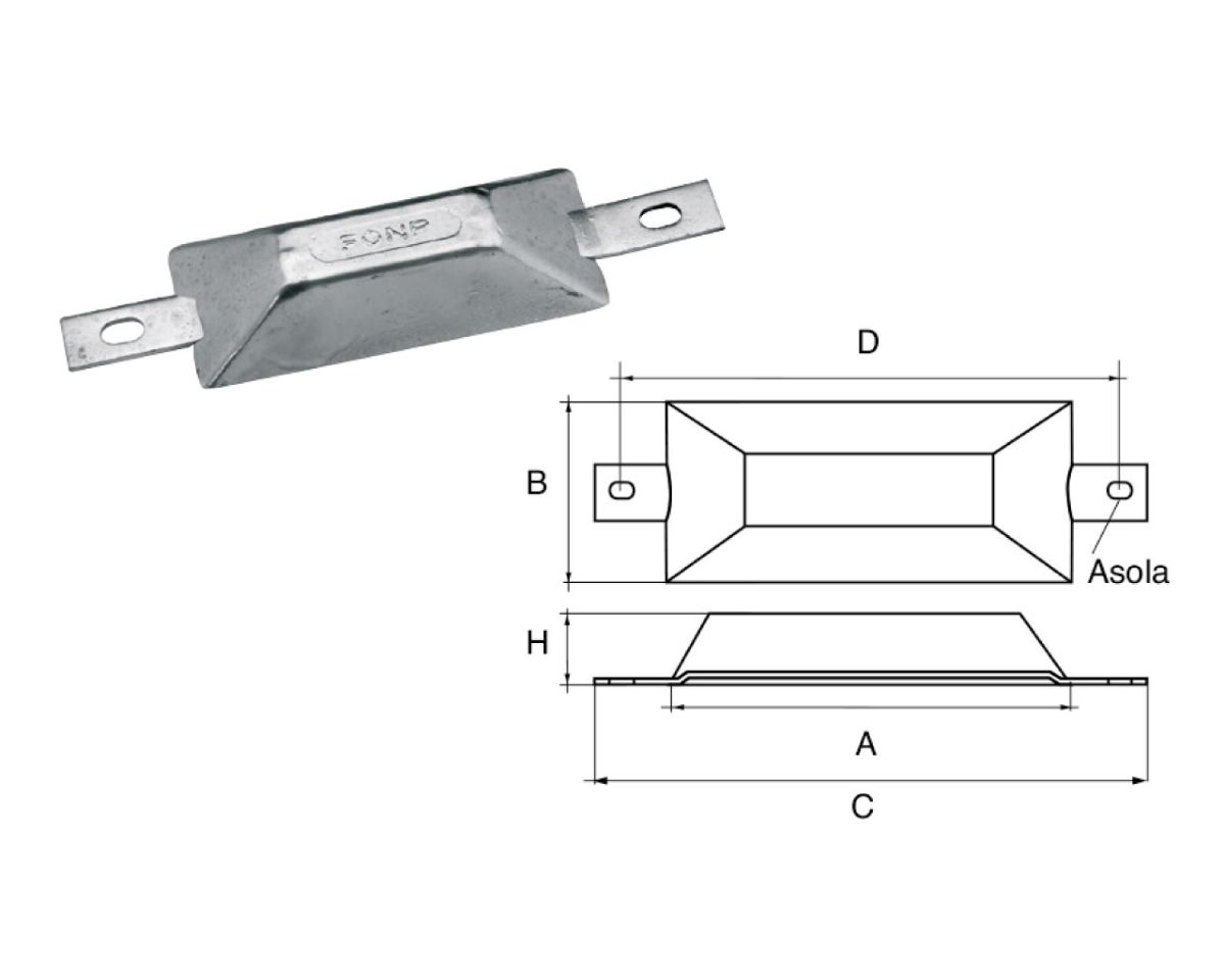 Slika Cink anoda za varenje f-c2 0,5kg, 170(120)x45x21mm