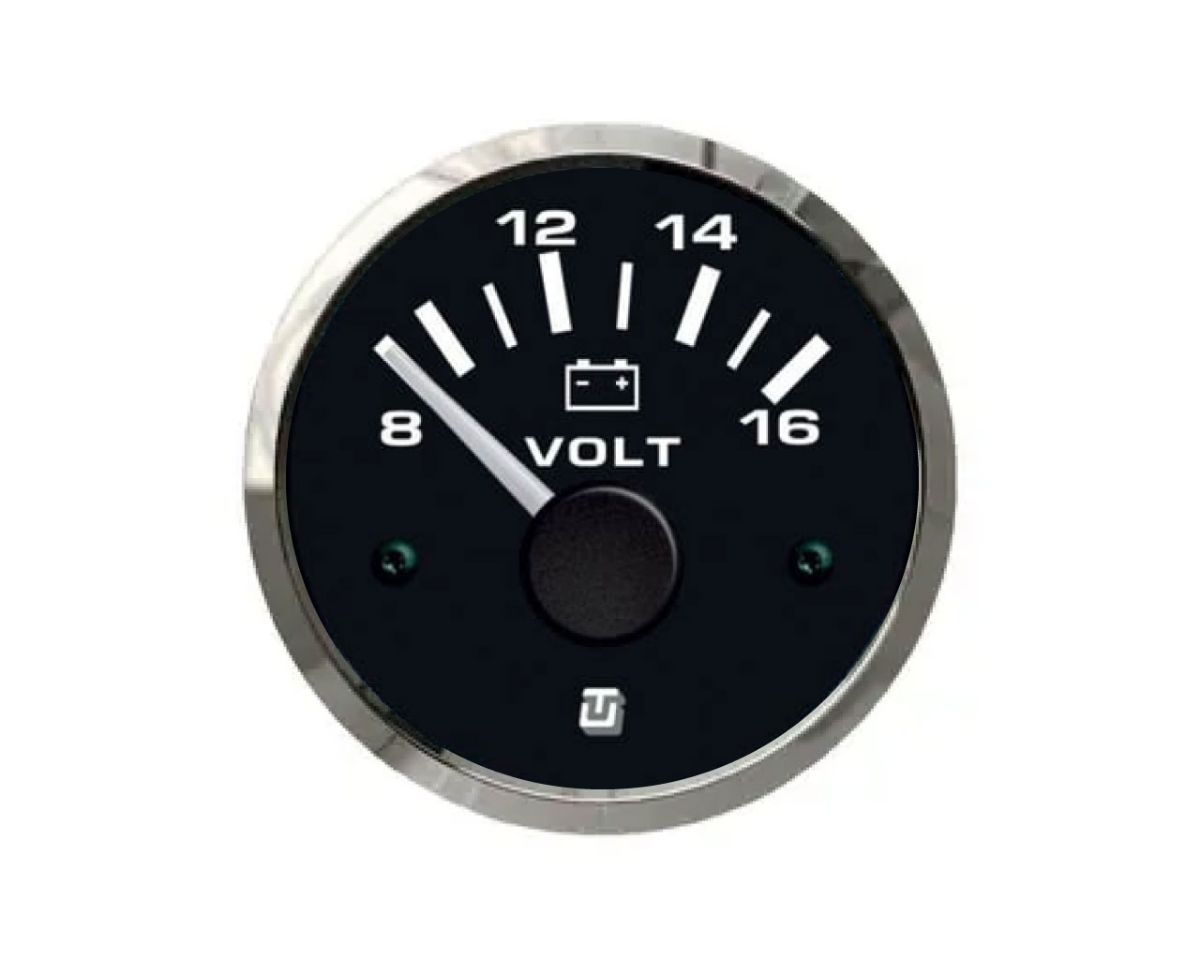 Slika Voltmeter 8-16V DC crni kromirani (UF 22499RK)