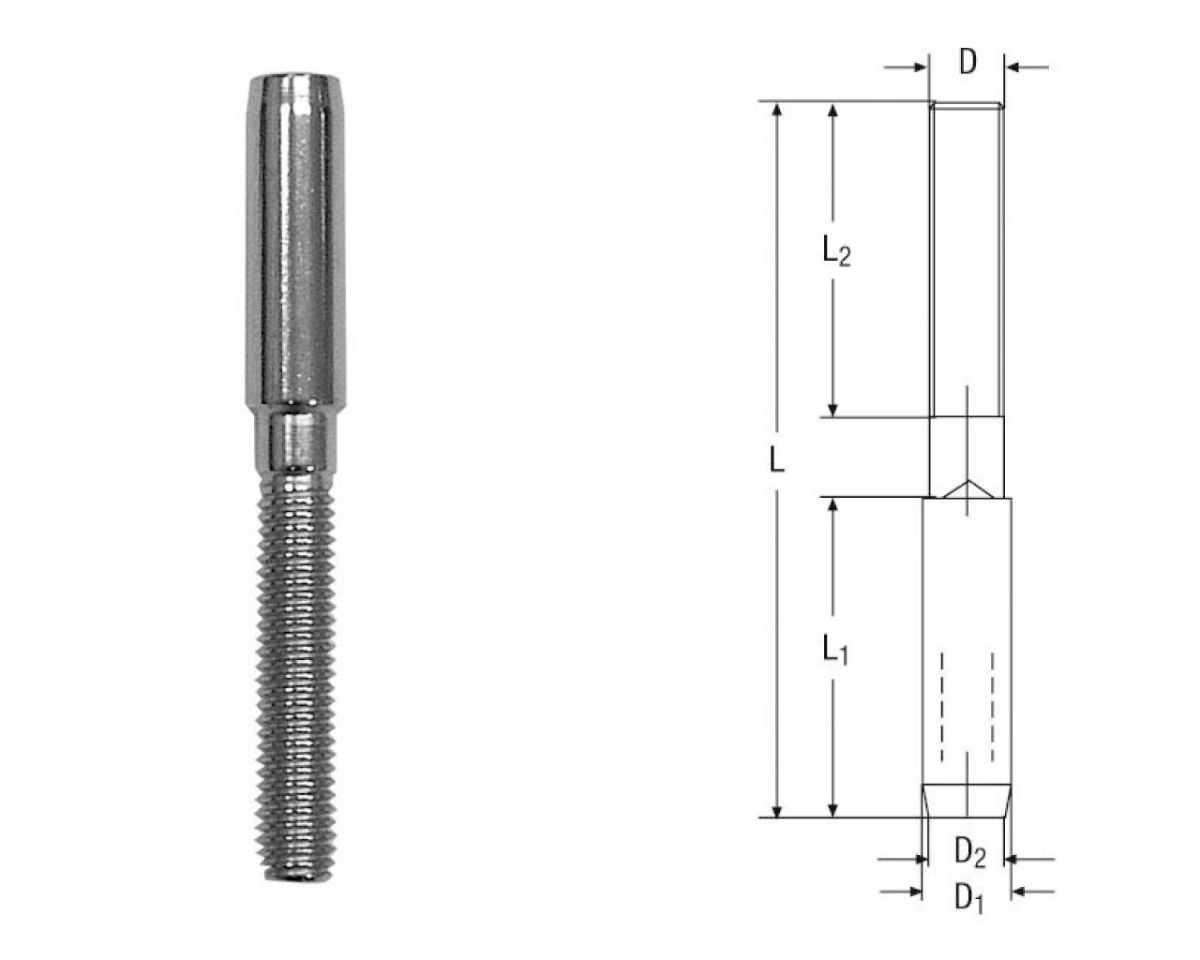 Slika Završetak za sajlu lijevi d=5mm/m8, a4